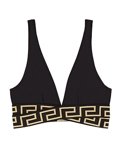 Versace Greca Printed Crossover Bikini Top
