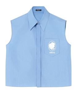 Versace Logo-Embroidered Sleeveless Shirt