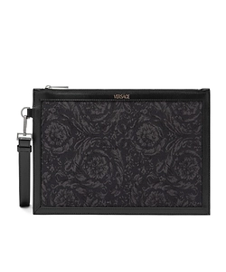 Versace Logo-Printed Zipped Clutch Bag