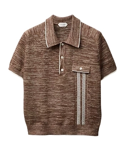 Mouliné Jacquard Knit Polo Shirt