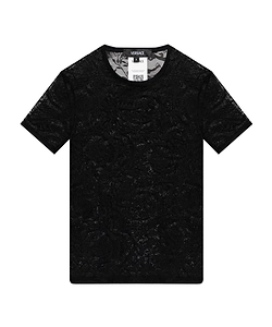 Versace Short-Sleeved Crewneck Lace T-Shirt