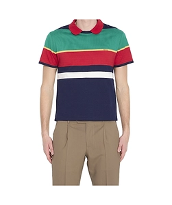 Versace Striped Short-Sleeved Polo Shirt