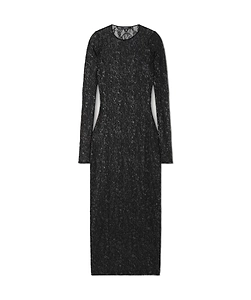 Metallic Corded Lace Midi Dress