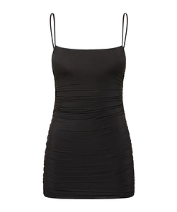 Pleated Mini Slip Dress