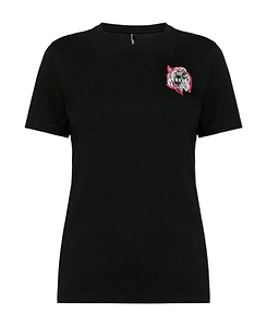 Wolf Decal Sewn Short-Sleeved T-Shirt