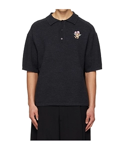 Embroidered Logo Wool Polo Shirt