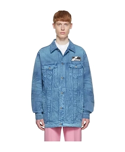 Logo Lapel Denim Coat