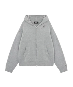 Oversized Wool Blend Knit Hooded Sweatshirt