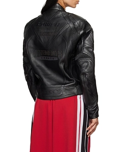 Vetements Insulated Logo Leather Jacket