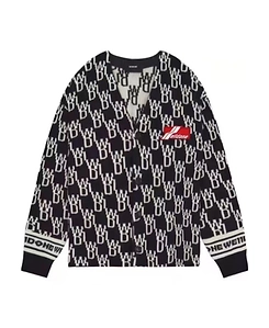 We11Done Logo Jacquard Knitted Cardigan