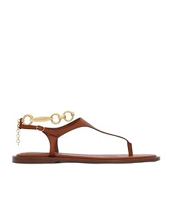 Chain-Embellished Leather Sandals