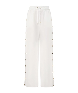 Side-Button Drawstring-Fastening Trousers