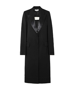 Cutout Satin-Trimmed Wool-Gabardine Coat