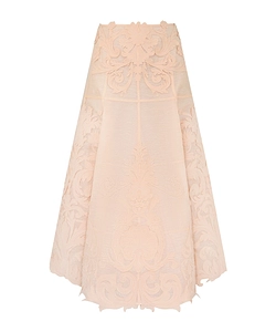 Floral Appliqué Midi Skirt