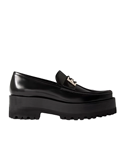Embellished Leather Platform Loafers