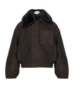 Victoria Beckham Shearling Collar Suede Jacket