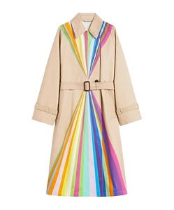 Wkspalanca Rainbow-Print Belted Trench Coat