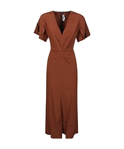 Victoria Beckham V-Neck Crepe Midi Dress