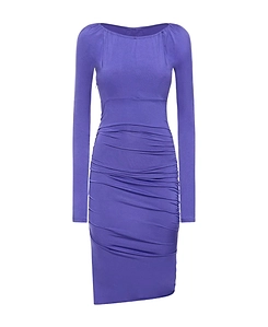 Pleated Stretch Muslin Mid-Length Dress