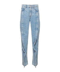 High-Rise Pleated Jeans Pants