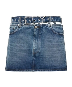 Logo Belt Denim Miniskirt
