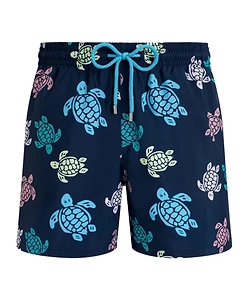 Drawstring Turtle-Print Swim Shorts