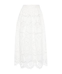 Lexi Embroidered Linen Midi Skirt