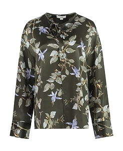 Vince Bellflower Satin V-Neck Blouse