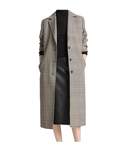Embossed Plaid Wool Coat