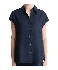Cap Sleeve Button-Down Top