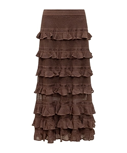 Zimmermann Ruffled Knitted Long Skirt
