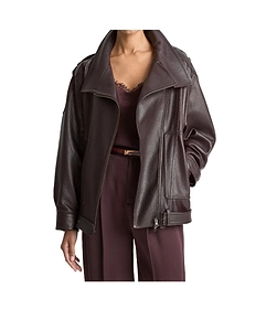 Long-Sleeved Leather Jacket