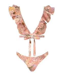 Zimmermann Tallow Wrap Ruffle Bikini