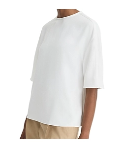 Satin-Trim Crepe Blouse