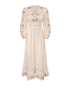 Patience Plunge Floral Midi Dress