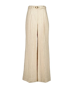 Pinstripe Belted Trousers