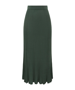 Pleated Ribbed Skirt