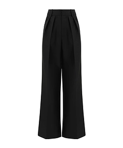 Pleated Wool Wide-Leg Pants
