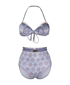 Paisley-Print Halterneck Bikini