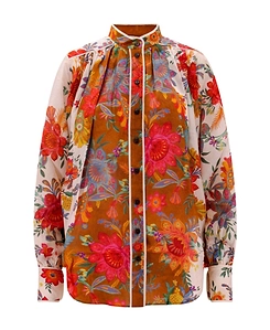 Ginger Floral-Print Silk Blouse