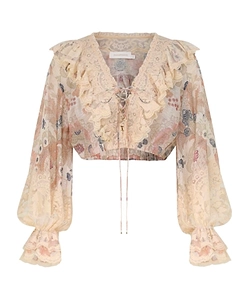 Zimmermann Rebellion Lace-Up Cropped Top