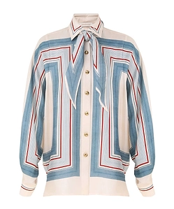 Zimmermann Scarf-Collar Printed Shirt