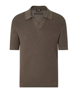 Zegna Jacquard Knit Buttonless Polo Shirt
