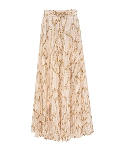 Chain-Print Pleated Skirt