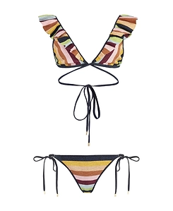 Zimmermann Alight Lurex Knit Wrap Bikini Set
