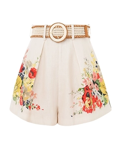 Zimmermann Alight Floral Printed Belted Tuck Shors