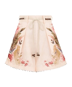 Zimmermann Ascension Tuck Palm Floral Printed Shorts