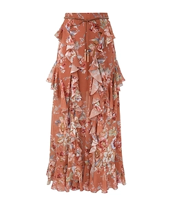 Zimmermann Awaken Ruffle Floral Printed Skirt