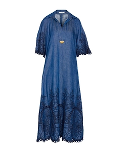 Zimmermann Coco Embroidered Denim Dress