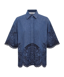 Zimmermann Coco Embroidered Denim Shirt